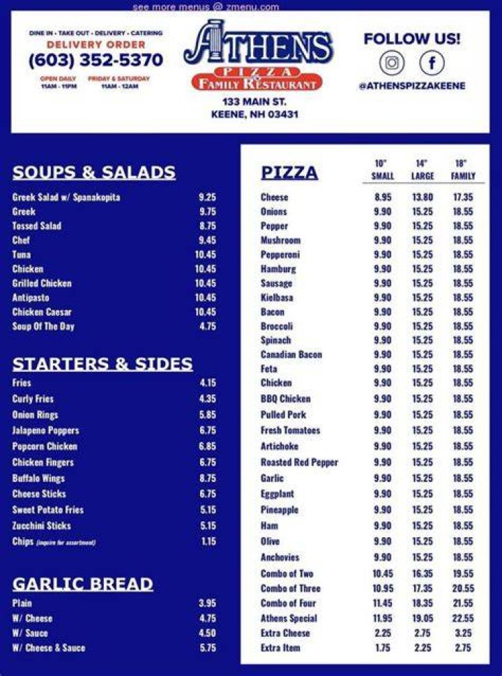 Athens Pizza House Menu Keene NH: A Flavorful Journey Through Greek and American Cuisine