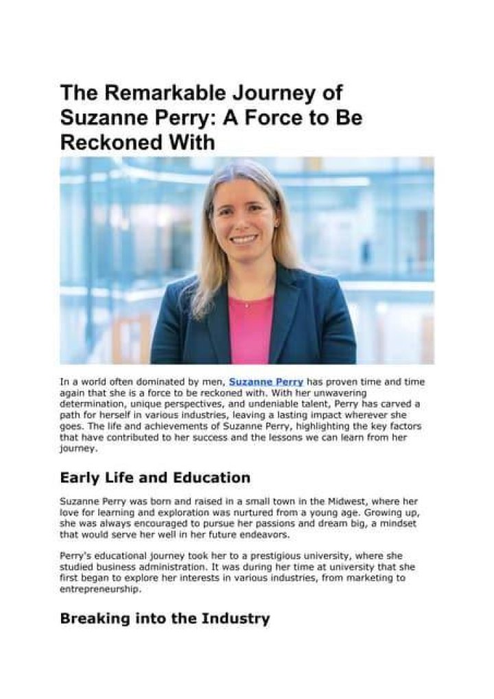 Suzanne Perry: A Journey Through Time and Talent