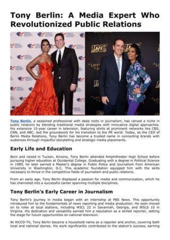 Tony Berlin: A Journey Through Life and Career
