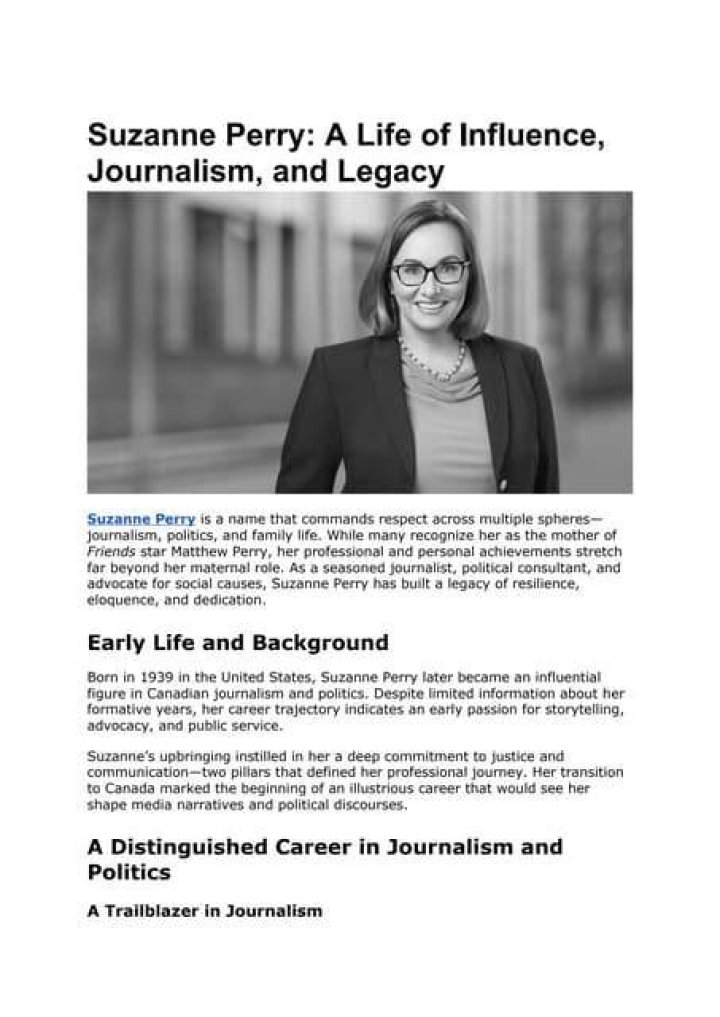 Unveiling the Life of Suzanne Perry: A Journey Through Her Career and Legacy